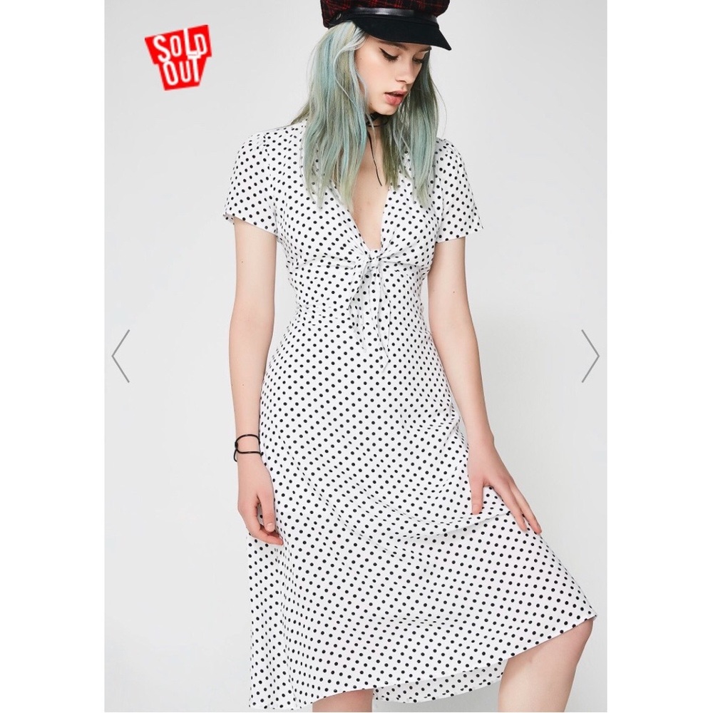 Dollskill Midi Black & White Polka Dot Dress - S
